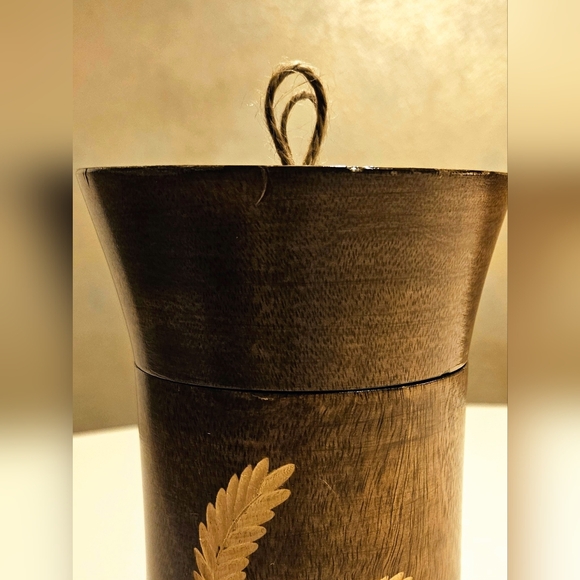 Unique Carved Wood Decor Container Vase - Picture 2 of 4